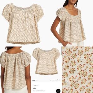 DOEN Spring Elderberry Floral Puff Sleeve Swing Top
